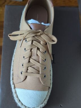 Paolo Casual Espadrille Sneaker in Tan and Cream